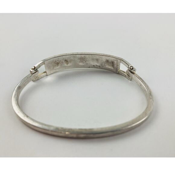 Vintage Alpaca Mexico Bangle Bracelet Red Abalone Small Hinged Letter S Pink Bla - Picture 3 of 15